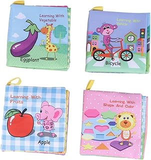 KOMBIUDA Livros De Bebê 4 Peças De Brinquedos Para Bebês Brinquedos Infantis Para Bebês Livro De Pano Brinquedos De Educação Precoce Livros De Pano Para Bebês Livros De Educação