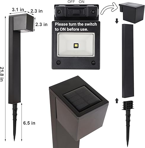 Miniatura 2 de Dynaming Luces solares para caminos al aire libre, paquete de 6 luces solares de jardín, iluminación de camino de paisaje, impermeable y encendido y