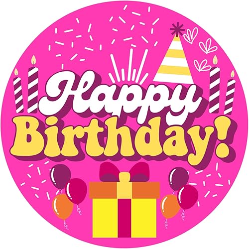 Cartel magnético redondo de feliz cumpleaños para automóvil, oficina, nevera, aulas y más, 5.5 pulgadas