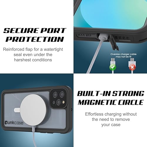 Miniatura 5 de Punkcase Funda impermeable para iPhone 13 Pro Max Serie Extreme Mag Ajuste delgado Certificado IP68 A prueba de golpes Funda de armadura con