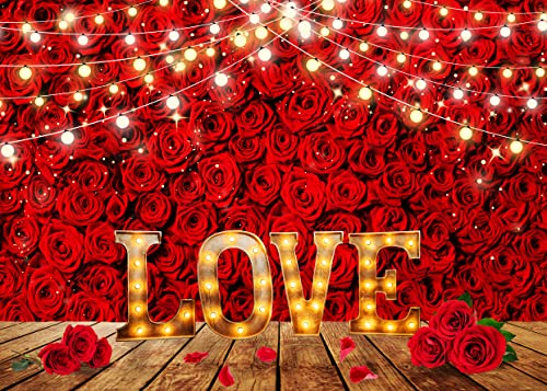 LYCGS 8X6ft Valentine's Day Backdrop - Red Vinyl, Seamless, Tearproof - Suitable for Birthday, Wedding, Baby Shower, Theme Party - X-95