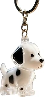 Transparent Dog Hair Memorial Keychain (Multiple Styles: Border Collie/Shiba Inu/Spotted Dog/Cute Puppy) - Pet Fur Keepsake Collector - Portable Pet Memory Token (Spotted Dog-01)