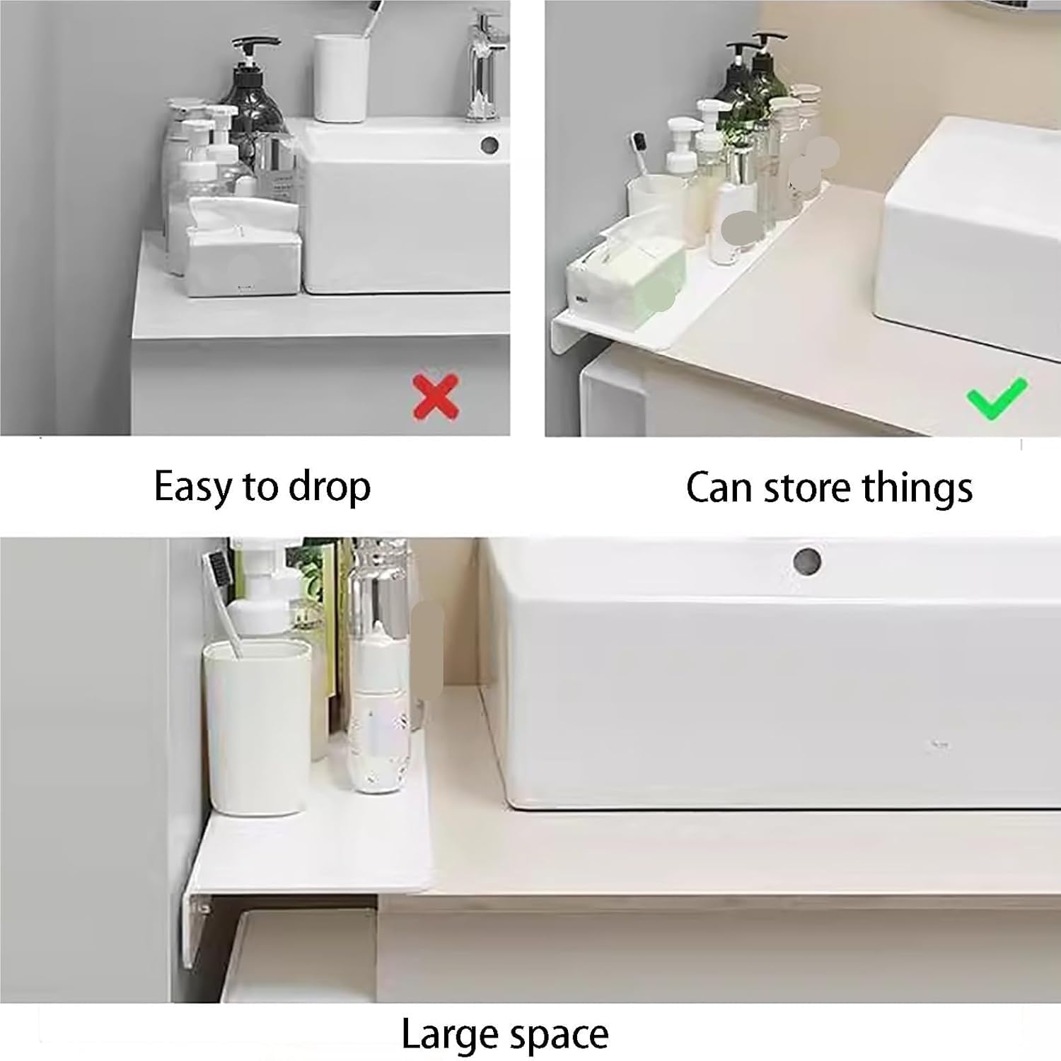 Séparateur de réfrigérateur sans perçage pour comptoirs et murs Noir 20 x 10 cm Parfait pour l'organisation de la cuisine et solution d'économie d'espace