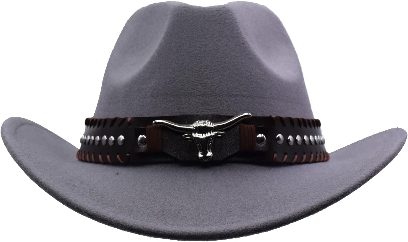 Unisex Western Cowboy Hat Fur Felt Cowgirl Hats Wide Brim with Belt Buckle - Image 2