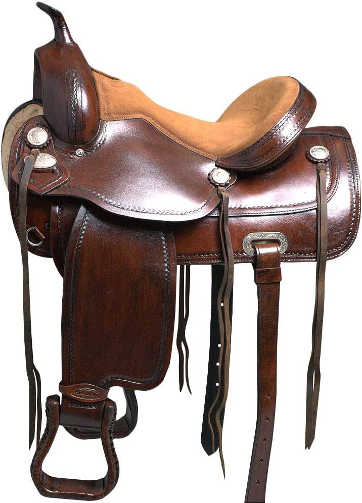 HILASON Western Horse Saddle American Leather Treeless Trail Pleasure | Barrel for Horses