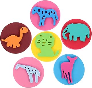 6pcs EVA Painting Sponges Foam Painting Stamper Paint Sponge Brush Art Drawing Tools Animal Graffiti Sponge Assorted Shapes for Early Educational Learning DIY Crafts Supplies