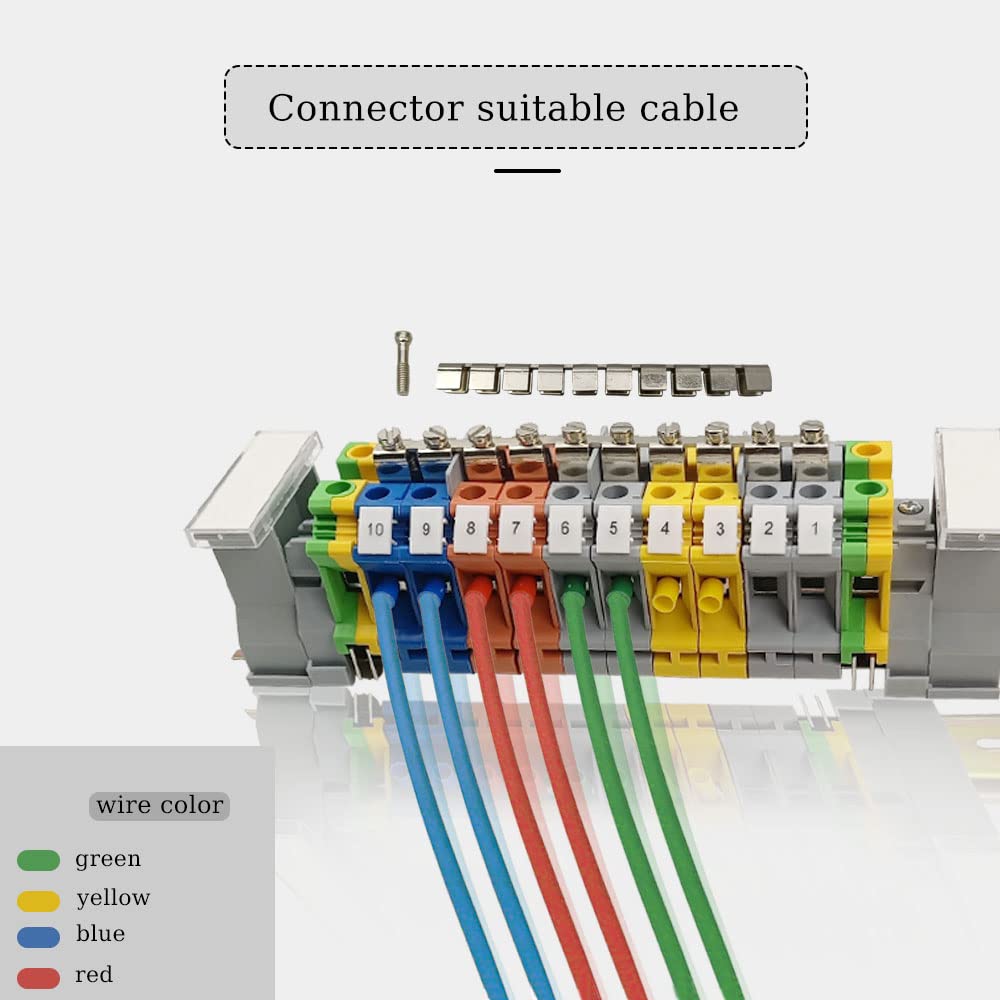 JINXM Klemme für Hutschiene Reihenklemmen Hutschiene-Kit UK/10N Durchgangsklemme Anschlussblöcke Elektrisch Schienenanschlussblock