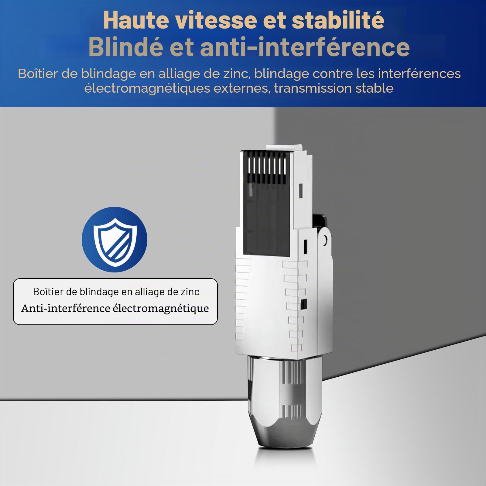 12x CAT 7 RJ45 Connecteurs de réseau pour câbles LAN rigides, câbles de pose Ethernet, connecteur LAN Cat 7 sans outil LSA, entièrement blindé STP, 10 Gbit/s, AWG 22-24