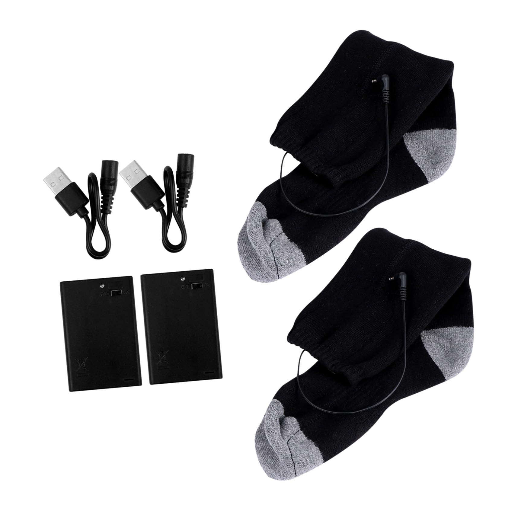 Zerodeko Elektrische Beheizbare Wintersocken mit USB Polyester Faltbar Heiztemperatur 50℃ für Outdoor Reisen im Winter Schwarz