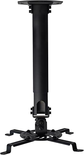 Vista 19 de VIVO Soporte universal de bandeja para proyector extensible de techo, proyección de altura ajustable, instalación sin agujeros, enrutamiento de Negro