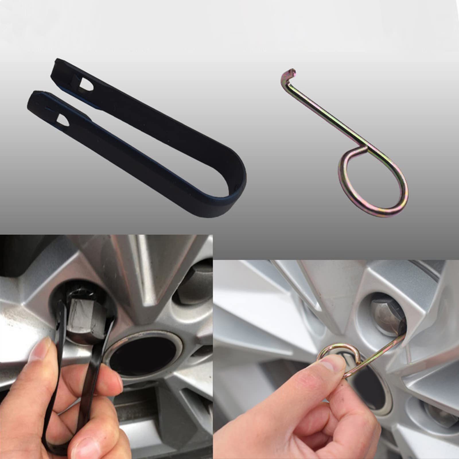 Estrattore tappi dado Bullone ruota strumento rimozione copertura centro gancio clip accessori auto