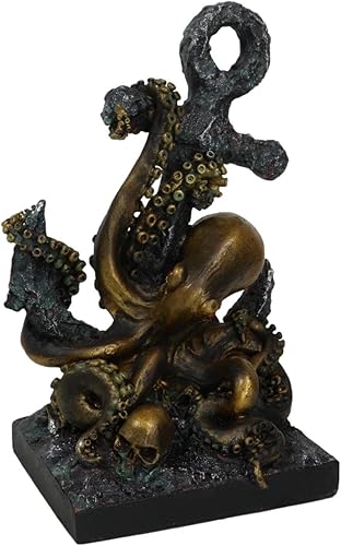 Miniatura 5 de Ebros - Estatua de ancla gigante de pulpo de mar profundo Kraken Hauling, como náutico mítico Kraken Cthulhu, figura decorativa de pisapapeles para