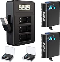 Vista 1 de Batería de 1800 mAh (paquete de 2) y cargador rápido USB para GoPro Hero 8/7/6/5 negro (totalmente compatible con original)