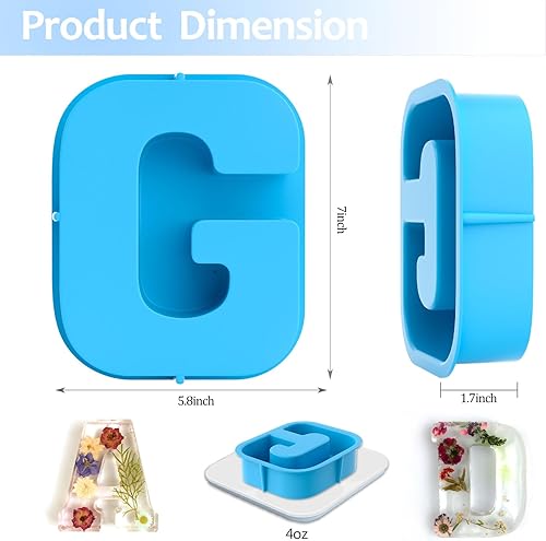 Miniatura 2 de Molde de resina, moldes de silicona 3D de letra G grande para fundición de resina epoxi, moldes del alfabeto de silicona para resina para arte,
