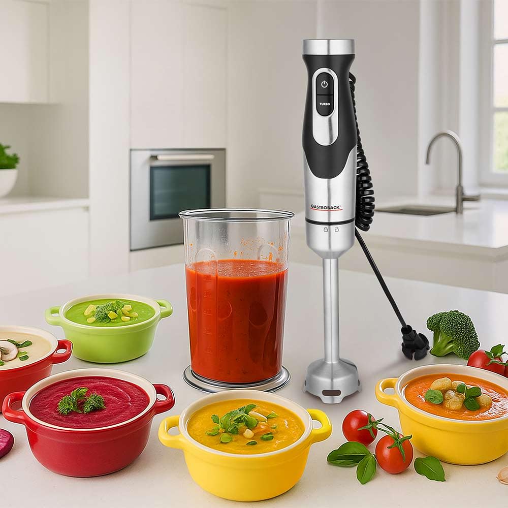Stabmixer 1500W Edelstahl mit 20 Geschwindigkeitsstufen & Turbo, 1800W Lockpower, Pürierstab mit Spiralkabel bis 1,9m, 4 Klingen Titanbeschichtet, Kupfer DC Motor, 0,7L Mixbecher BPA frei