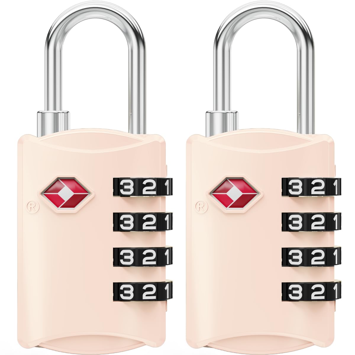 NOVLOCK TSA Approved Luggage Locks – Suitcase Padlock with 4-Digit Security – TSA Travel Padlocks for Suitcases, Backpacks, Cases, Bags – 2-Pack, Rose