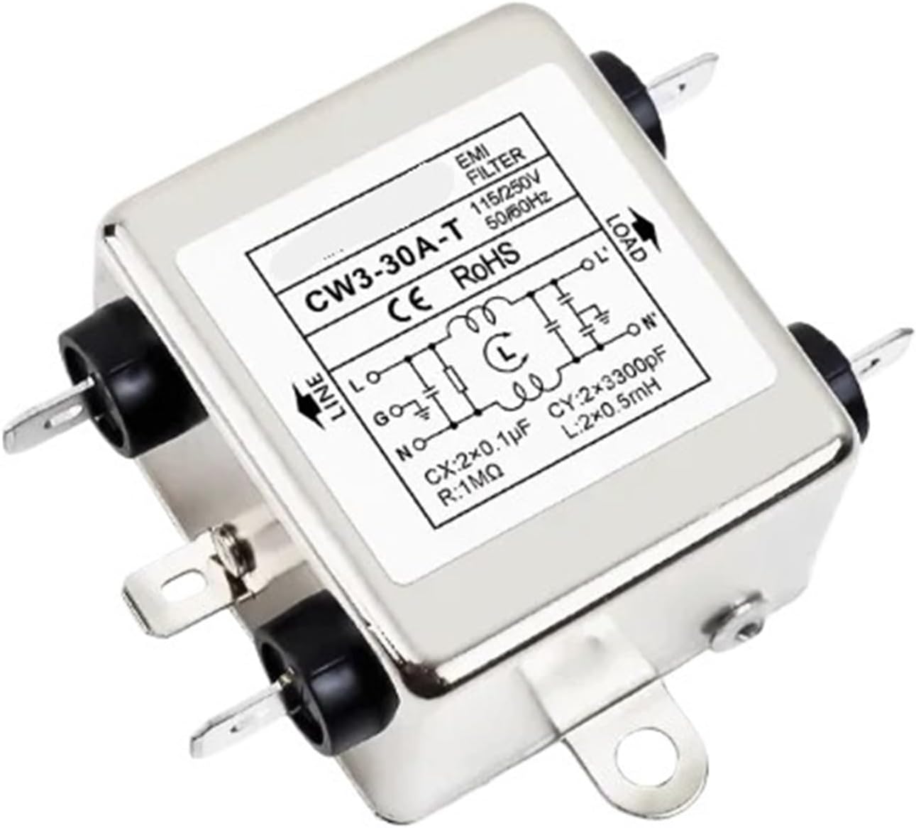 1pcs CW3-6A-S Anti-Interference Power Filter AC220V EMI Circuit Audio Purifier Dual Terminal Desktop