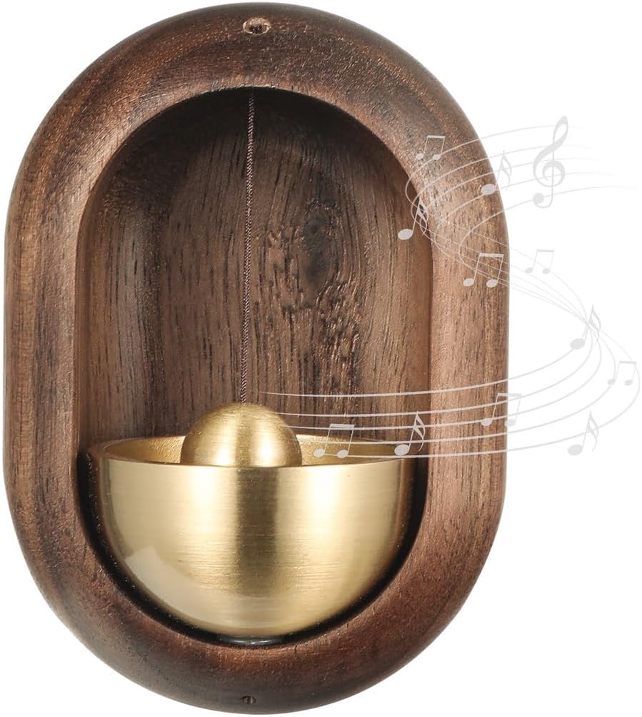 Magnetic Shopkeeper’S Bell for Doors, Elegant Walnut and Brass Chime for Pleasant Entry Alerts