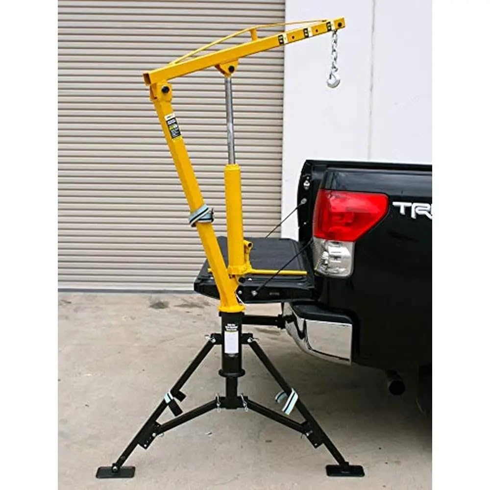 Caballete Coche Grúa hidráulica giratoria para camioneta, Capacidad de 1000 Libras, 3 Opciones de Pluma, elevación portátil sin Esfuerzo, versátil Gatos para Coches