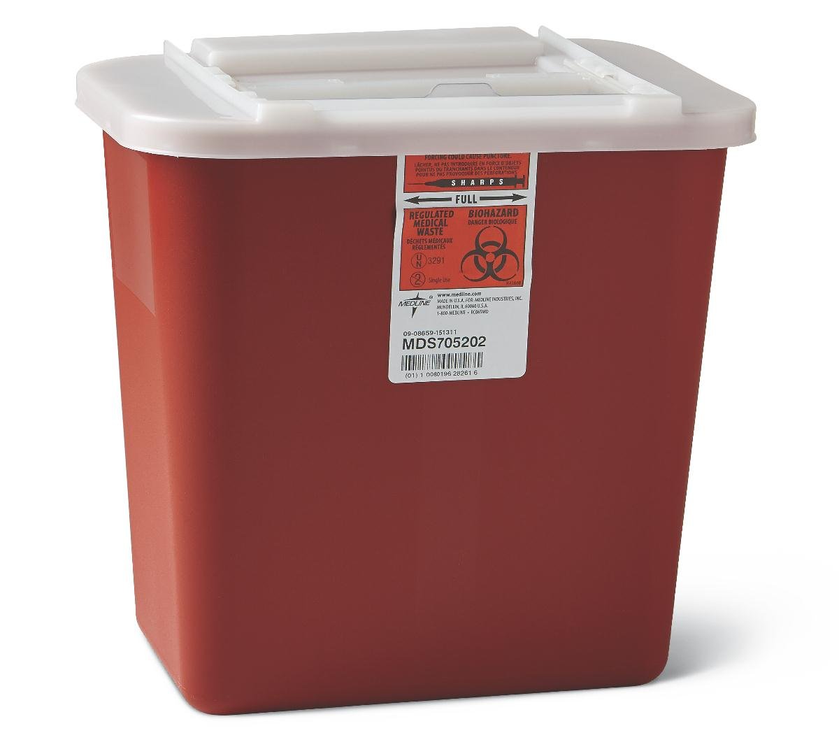 Medline WallMounted Sharps Containers, 2 Gallon Capacity