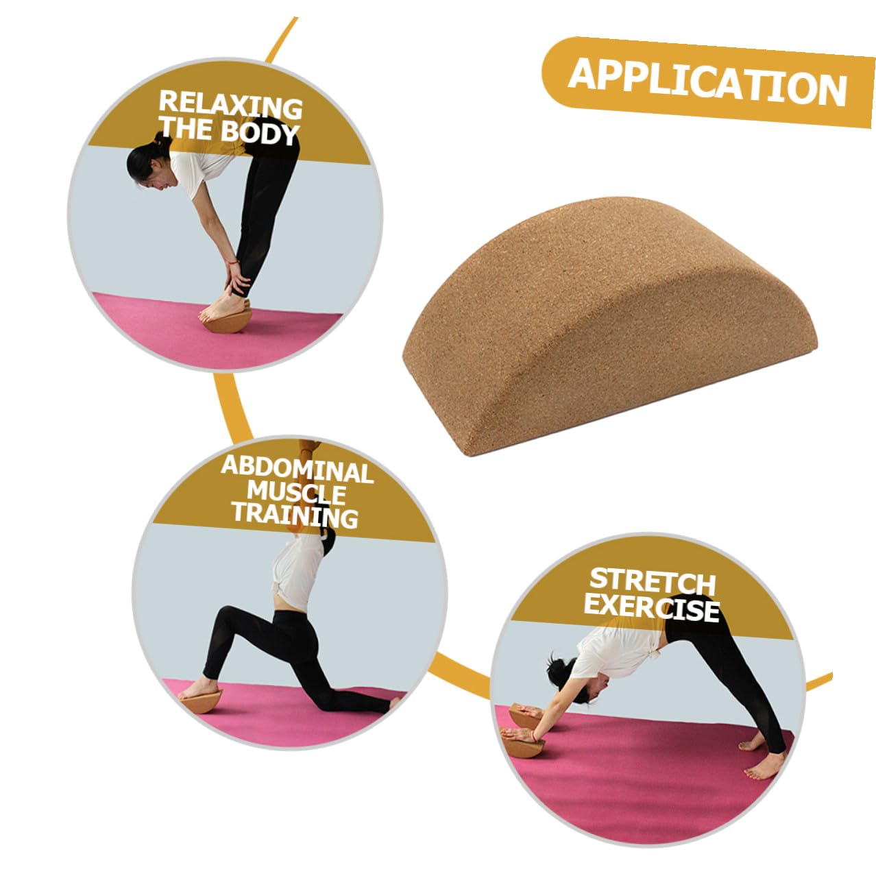 FOMIYES Bloque Equilibrado de Yoga Compacto de Corcho Natural Bloque de Yoga Antideslizante y Duradero para Entrenamiento Corporal Pilates y Equilibrio en Casa