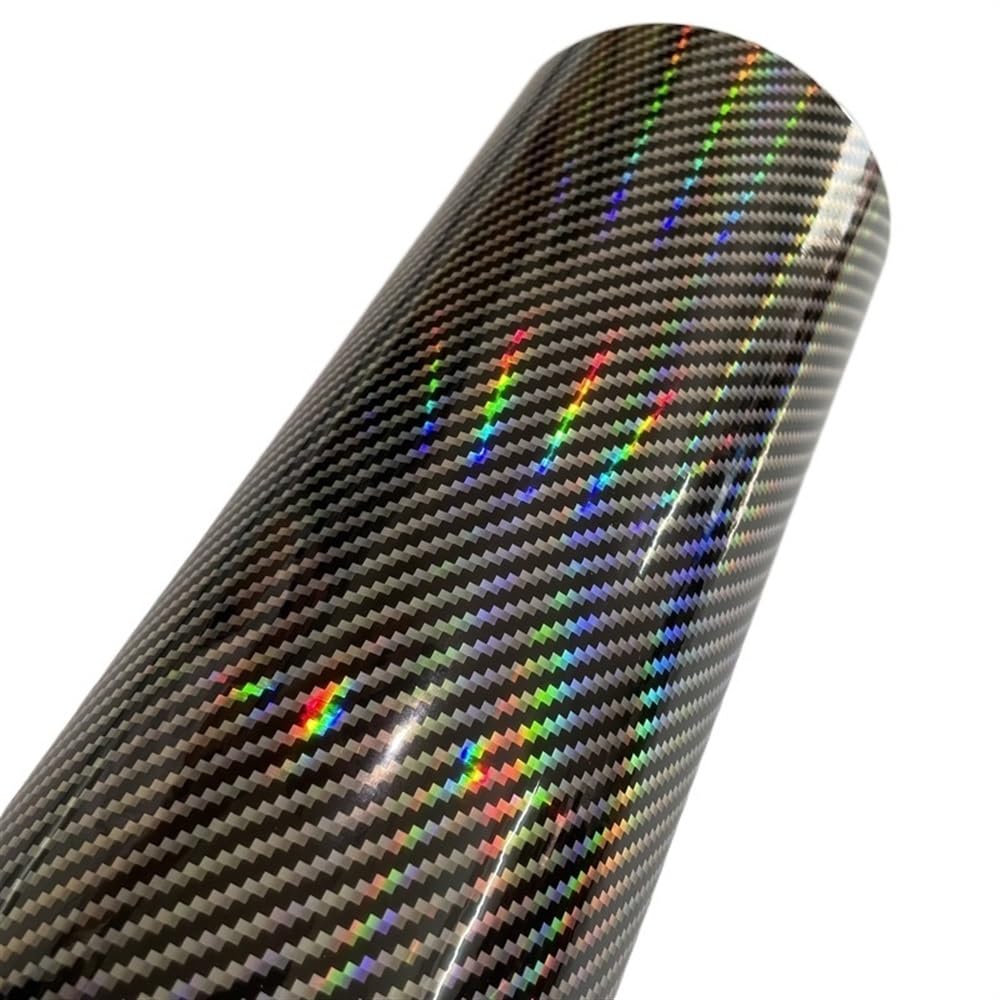 PUAISJN Carbon Fiber Vinyl Wrap, Carbon Fiber Film Self-Adhesive Holographic Vinyl Car Wrap DIY Multicolor Multiple Sizes(Silver,50cm x 300cm)