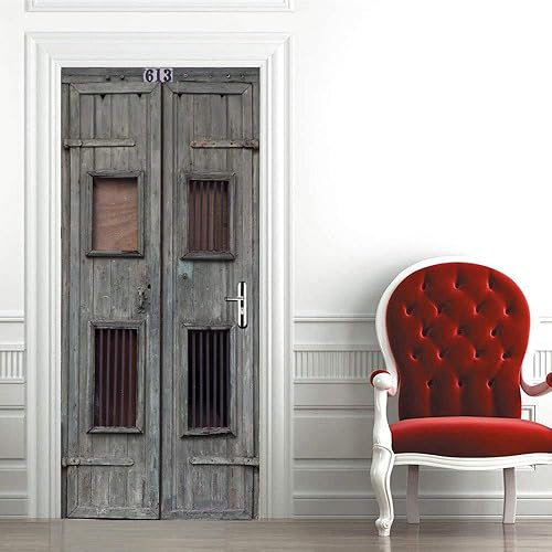 Miniatura 30 de Adhesivos 3D para puerta, murales para despegar y pegar, puerta de madera, papel tapiz autoadhesivo, extraíble, PVC, impermeable, póster