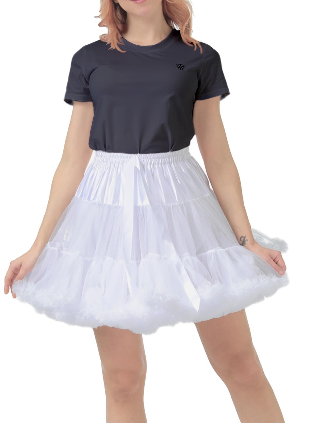 *daisysboutique* Damskie spódnice halki z siateczki, tiulowa spódniczka baletowa, tutu, krynolina, elastyczne, puszyste, Rockabilly
