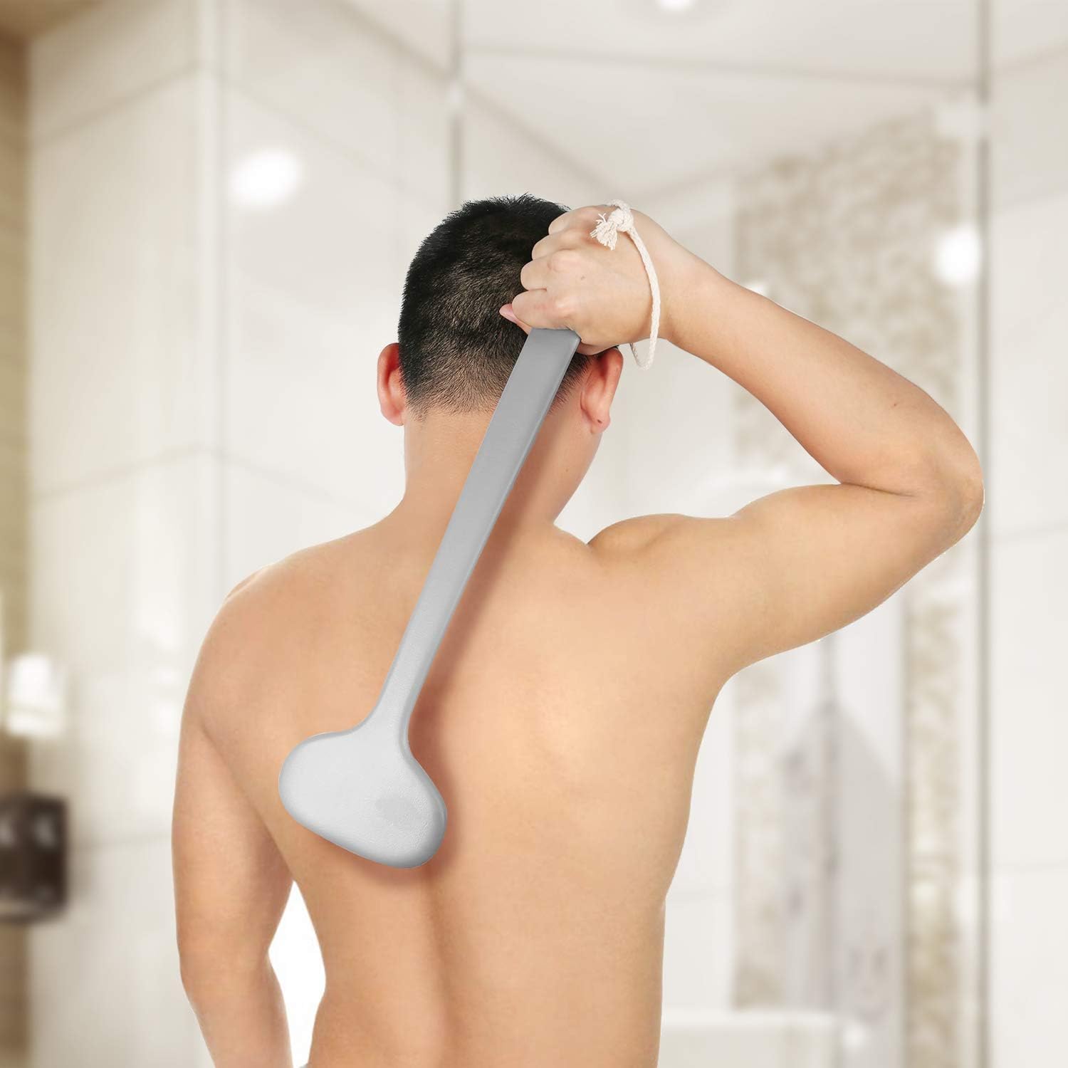 Body Bath Brush with Soft Bristles,Wet Brushing Back Scrubber for Shower with 17.5 inches Long Handle,Gentle Promote Healthy Glowing Skin and Beauty(Grey) : Beauty & Personal Care