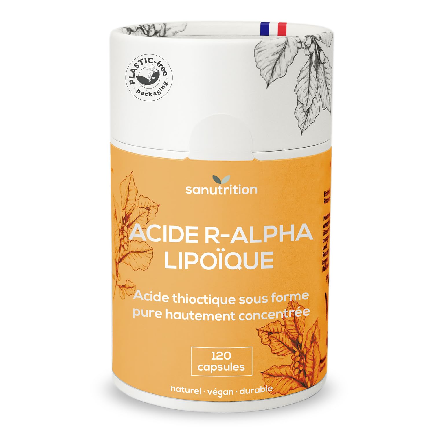 Acide R-alpha-lipoïque 400 mg par capsule | 120 capsules | Hautement dosé | En biodisponibilité particulièrement élevée | Végétalien | Emballage papier 100% écologique