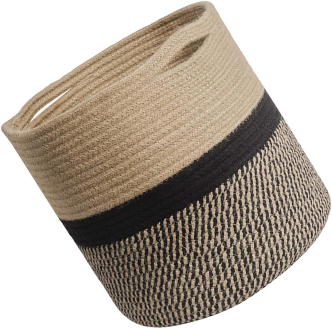 Yellow Black Cotton Rope Storage Basket Round Flower Pot Home Organizer for Clothes Toys and Sundries Capacity Living Room Bedroom