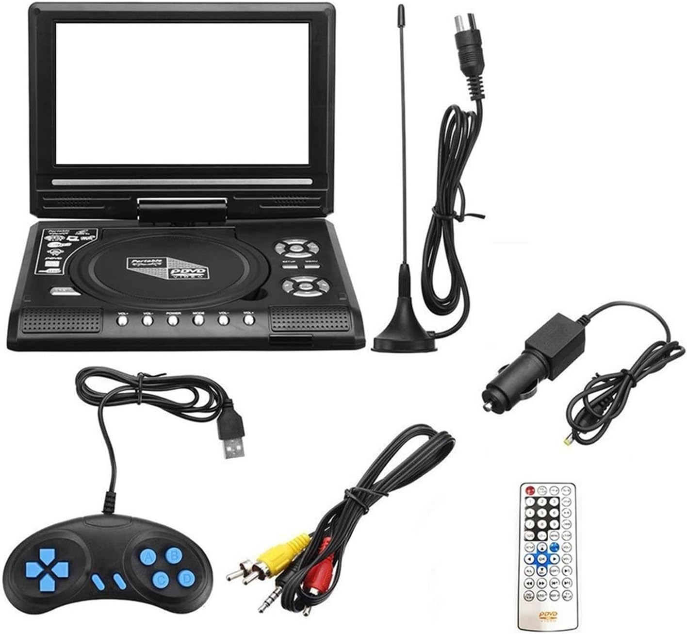 Portable DVD Player 7.8 Inch High Denifition TV DVD Player Portable VCD MP3 MPEG Media Viewer with Game Control Handle and Compact Disc for Home Mobile DVD Player for Kids (Color : US Plug)