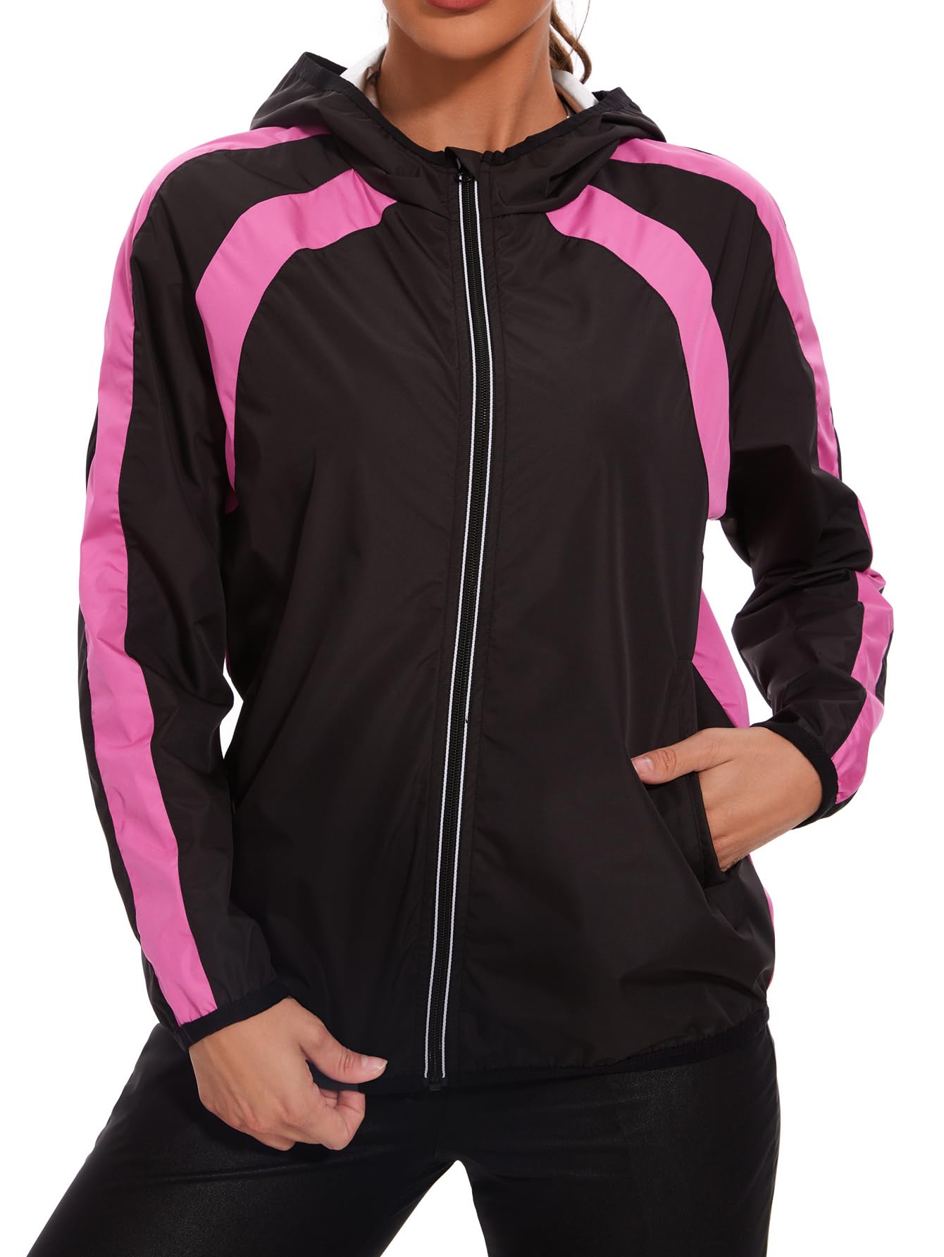 NINGMI Women Sauna Jackets Sweat Suit Long Sleeve Zipper with Hood Sauna Shirt Body Shaper Top Workout Gym Exercise