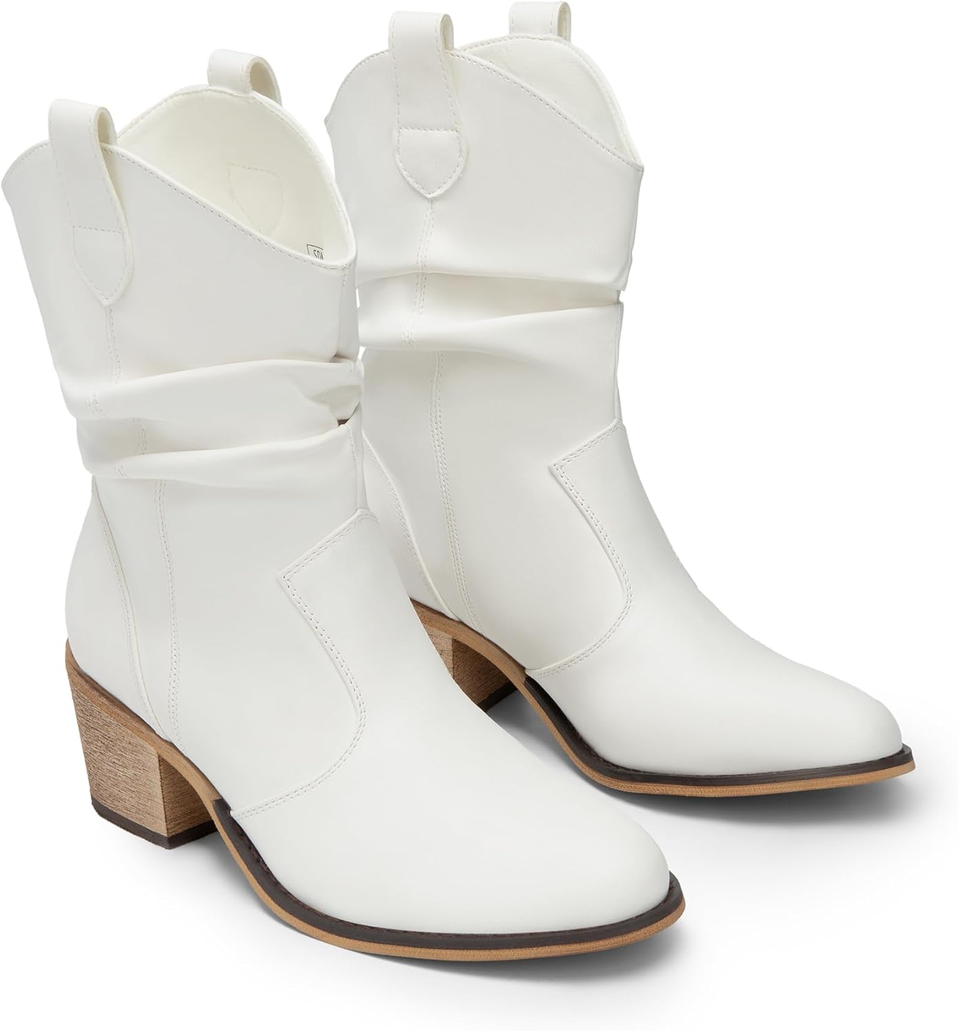 DREAM PAIRS Women's Modern Western Cowboy Boots, Mid Calf Round toe Chunky Heel Cowgirl Country Ankle Boots with Pull On Tabs - Image 6