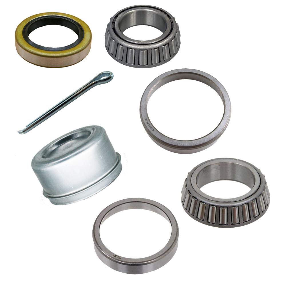 M-Parts Trailer Bearing Repiar Kit for 8,000lb Rated Capacity Trailers Axle, Steel Dust Cap w/o Plug Included (1 Whole Set) Replacement Bearing Kit MPBK8S