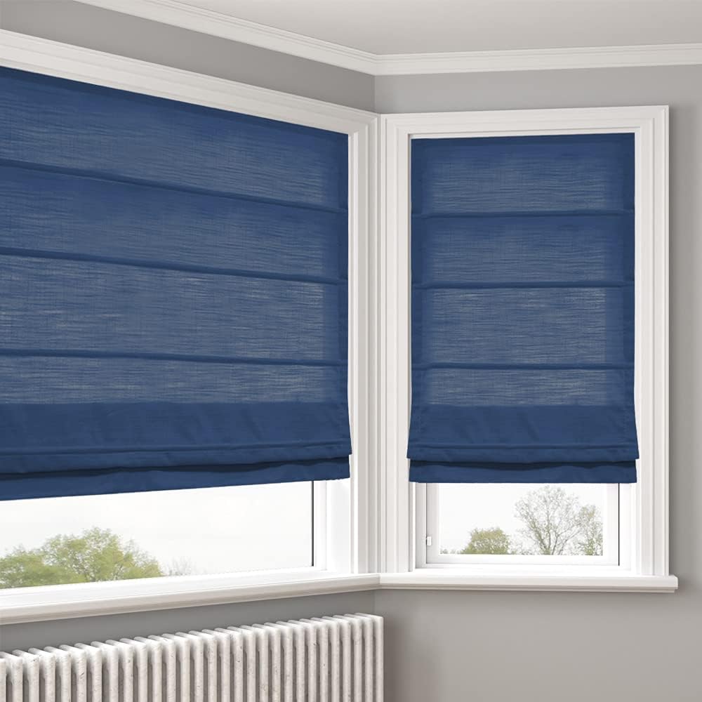No Drill Roman Shades Cordless Window Blinds, Elegant Made to Order Blackout Sand Beige Fabric Window Roman Shades for Windows, Doors
