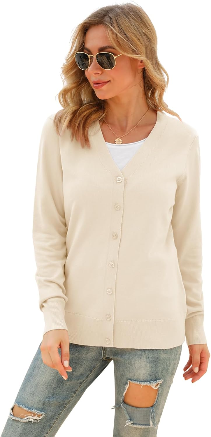 VIISHOW Women's V Neck Button Down Knitwear Long Sleeve Soft Basic Knit Cardigan Sweater - Image 2