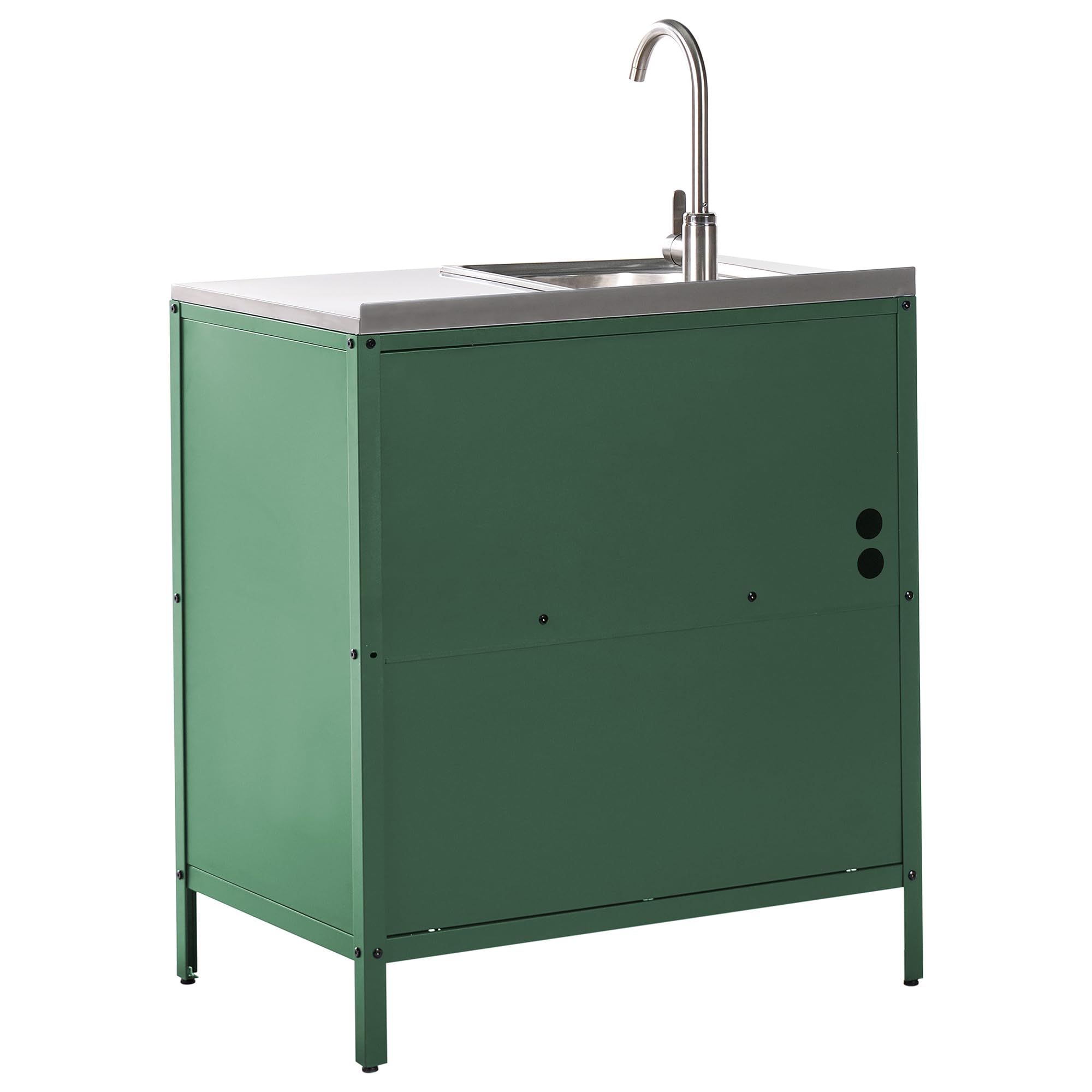 Beliani Commode de Jardin Noire Acier 2 Portes Evier Extérieure