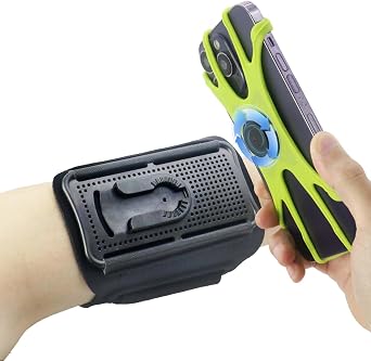 Wristband Phone Holder for Running, 360Rotation & Detachable Sports Armband with Key Holder for iPhone 16/15/14/13/12/Pro/Pro Max/XS/XR/X/8/7/6/Plus, Fits 4.5-7 Inch Smartphones Green