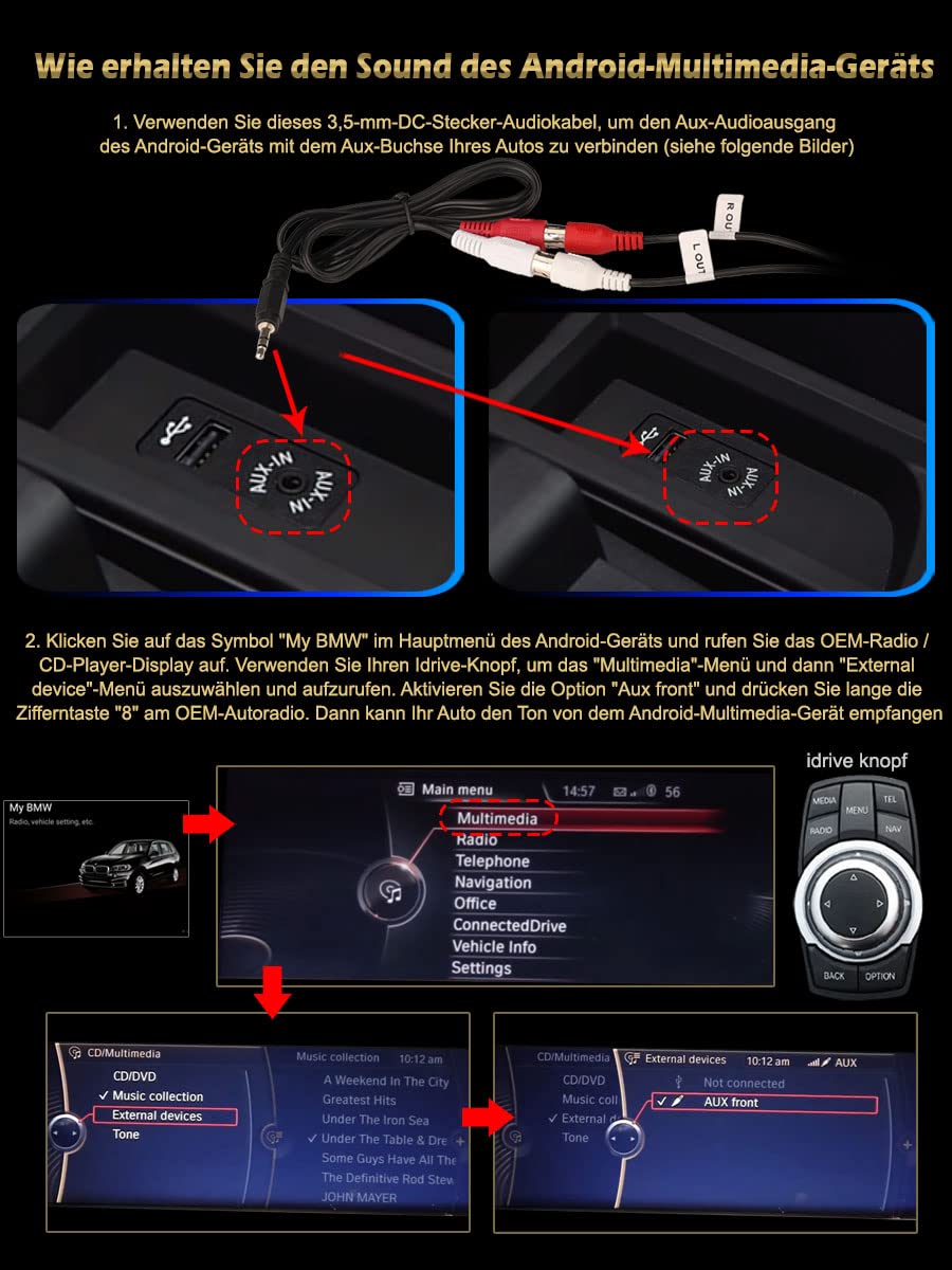 Erisin 10,25" Android 13 radio samochodowe GPS nawigacja do BMW X5 E70 X6 E71 CIC system obsługuje CarPlay IPS Touch Screen iDrive OEM radio Bluetooth DAB+ Android Auto WiFi USB TPMS 8-rdzeniowy 4 GB