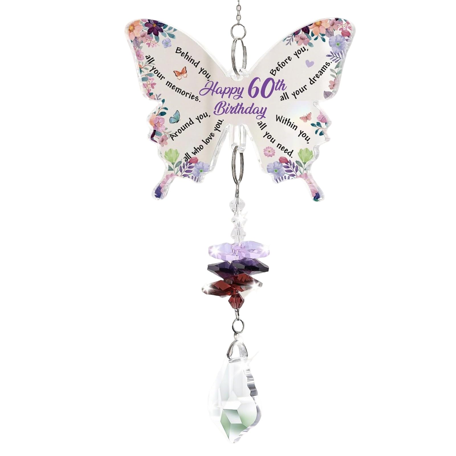 60th Birthday Gifts for Women, Unique Butterfly Crystal Suncatcher, Happy 60 Year Old Presents for Women Friends Female, Special 1966 Gifts for Bestie