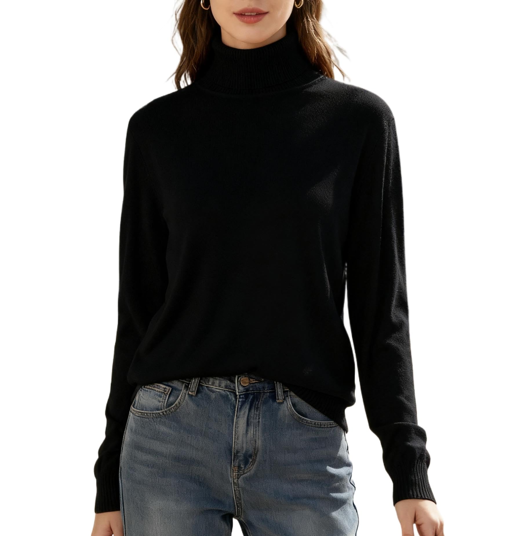 SANGTREE Womens Turtleneck Sweater Long Sleeve Casual Fall Winter Knit Pullover Sweater Top