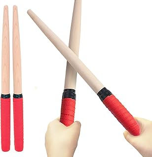 PENGUINFLY マイバチ バチ たいこ 太鼓 ロール ばち 子供用 グリップ 連打 ドラムスティック 撥 初心者 入門 軽い 35cm 天然木 木製 軽量 ゲームセンター (レッドピンク)