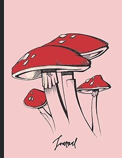Journal: Magic Mushrooms notebook - Vintage Antique Mushroom Botanical Illustration | 120 Blank Lined 7.44x6.96 inch College Ruled Pages- Designer Notebooks and Journals ,(Anglais) Broché