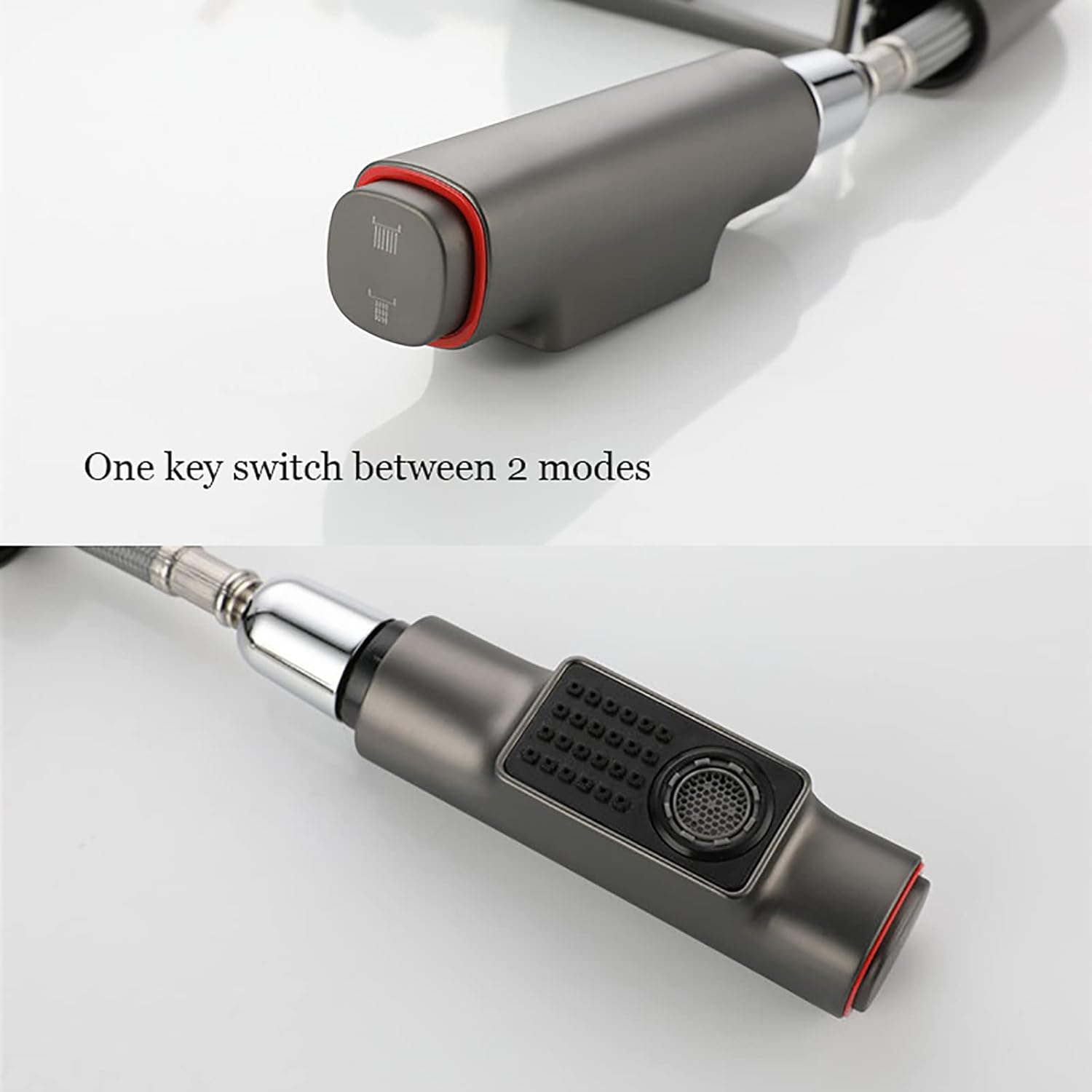 バスルーム用蛇口 引き出し式スプレー付き バスルーム用シンク用蛇口 360&deg;回転式洗面台用ミキサータップ 2つの水モード ベッセルシ