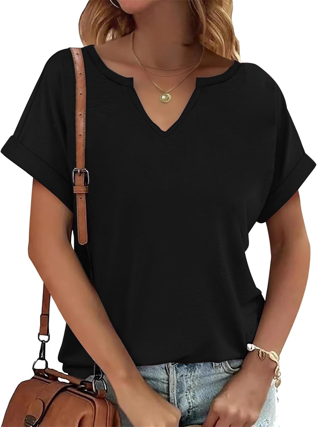 Womens V Neck T Shirts Casual Loose Tees Trending Now Summer Short Sleeve Tops