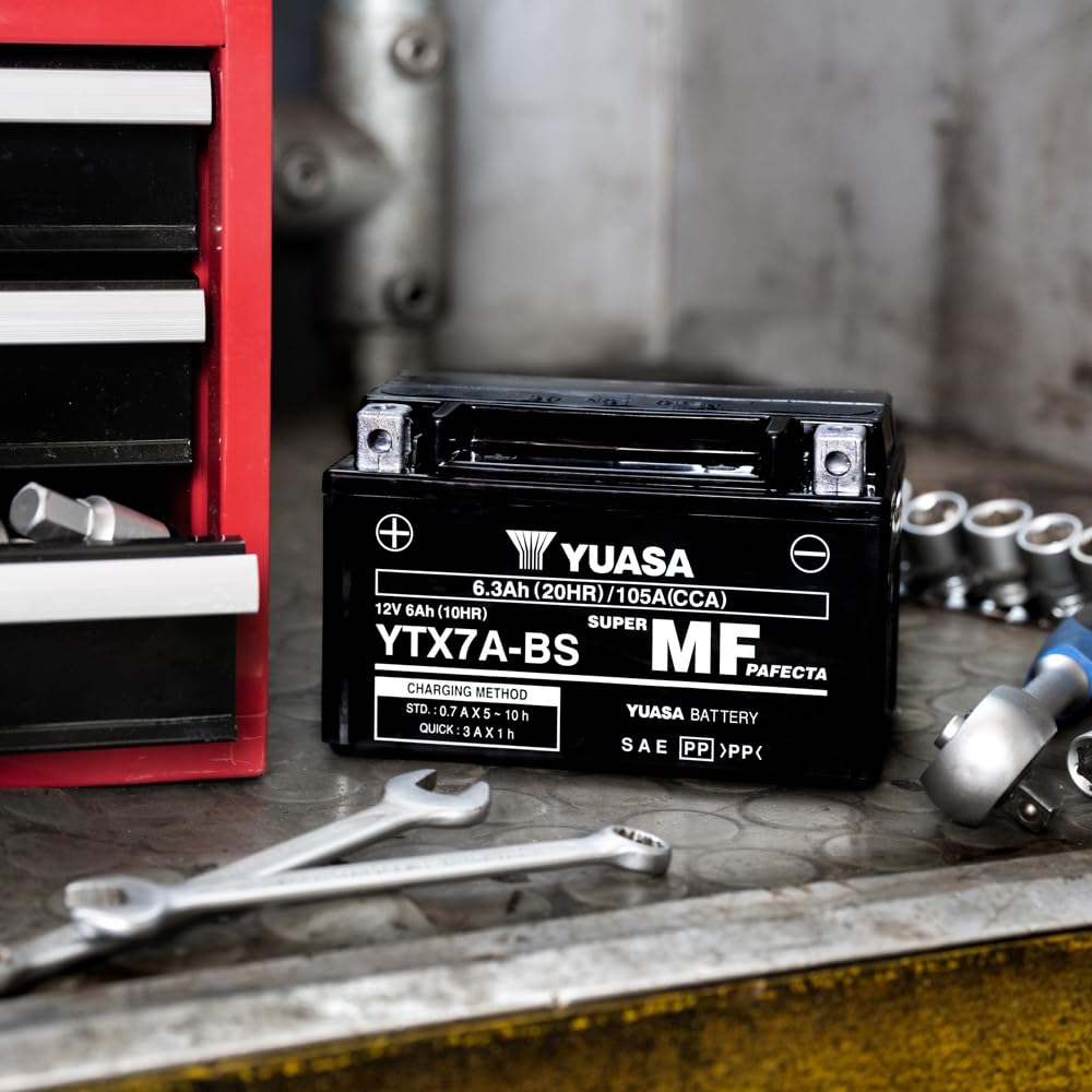Yuasa YTX7A 12V 105 CCA Batería de moto AGM VRLA libre de mantenimiento