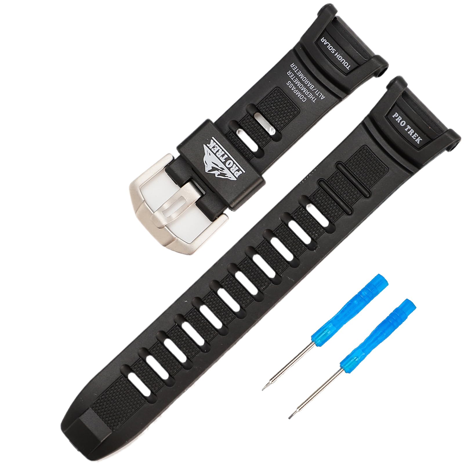 Bracelet de rechange en résine 18 mm pour Casio Protrek PRG-130-1V | PRW-1500-1V | PRW-1500J-1 – Convient pour homme et femme – Accessoire de montre