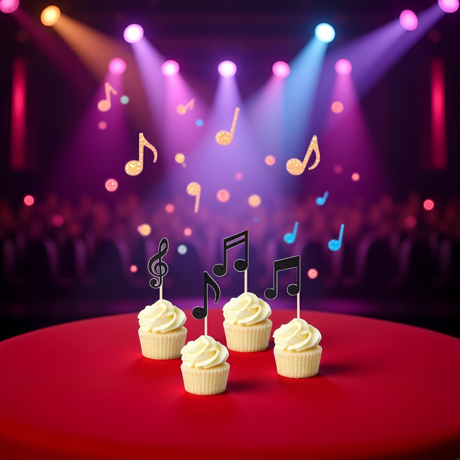 Gyufise 24Pcs Music Notes Cupcake Toppers Guitar Rock