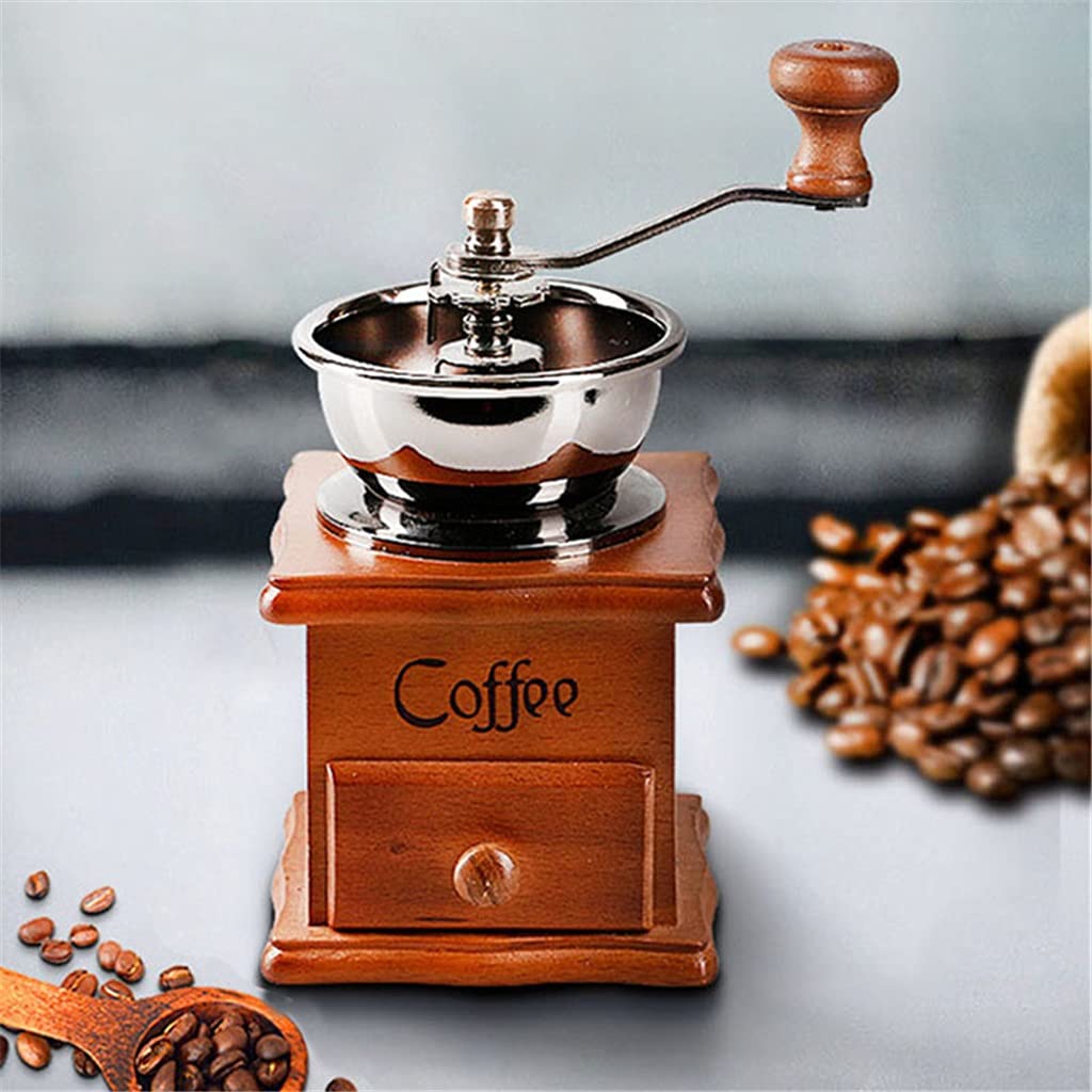 Amazon | 木製手動コーヒーグラインダーハンドコーヒー豆スパイスミル